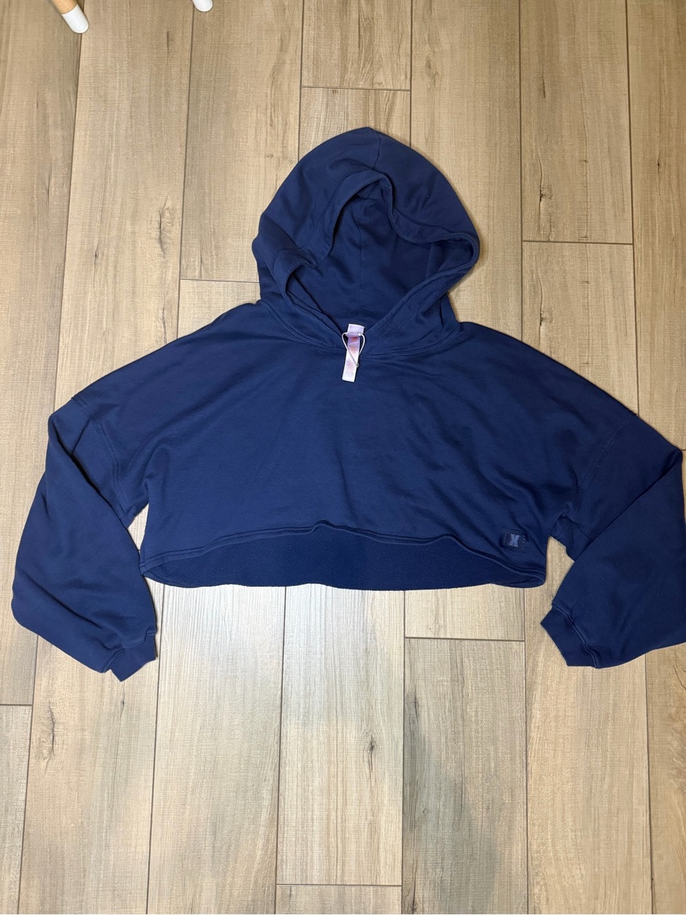 Savage X Fenty 2X Navy Blue Cropped Oversized Hoodie Sweatshirt
